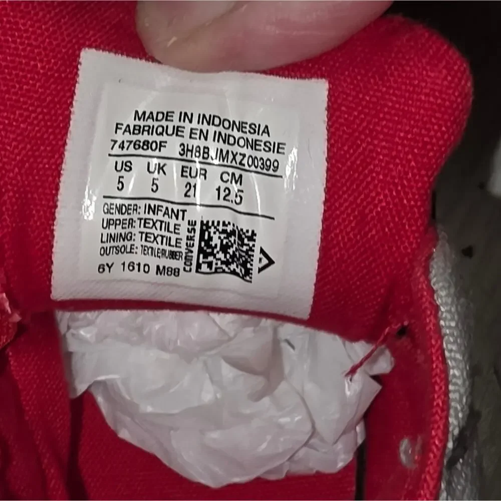 Converse All Star Chuck Taylors Gray Red Infant Shoes Size 5